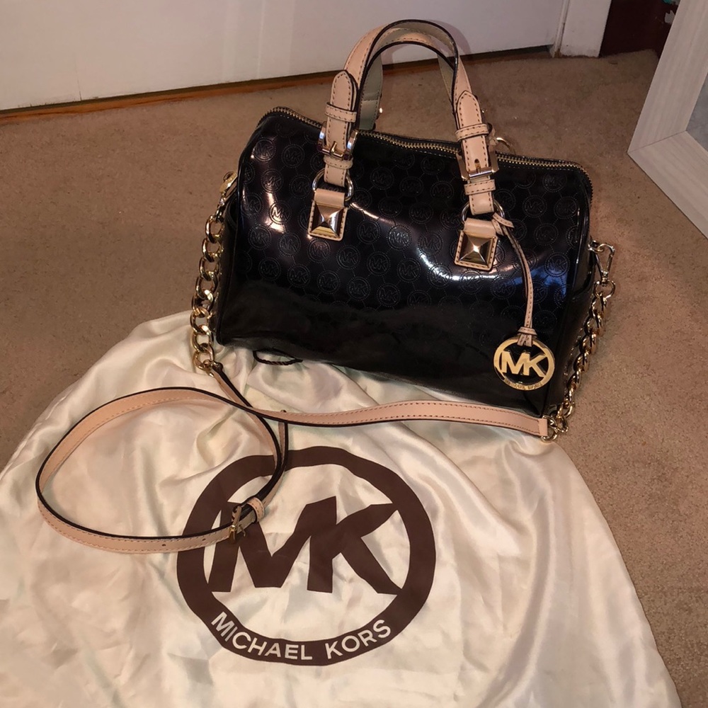 Michael Kors Black Monogram Grayson Satchel